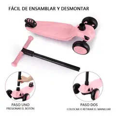 GENERICO - Scooter Monopatín Infantil Con Luces Y Regulable Color Rosa