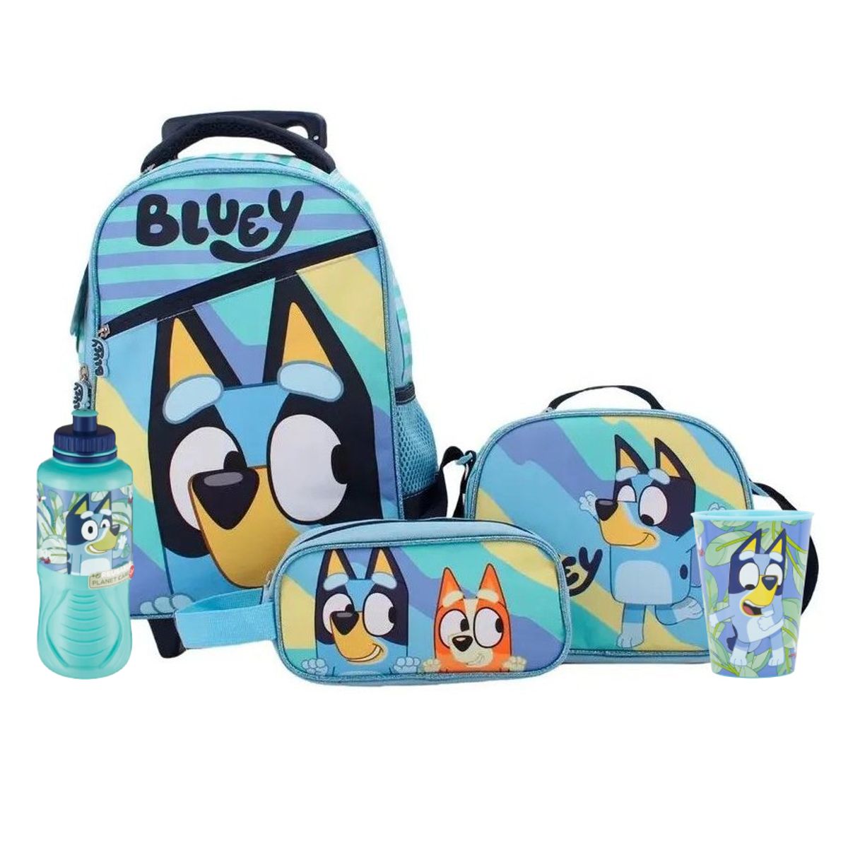 BLUEY - Set Mochila Escolar con ruedas Bluey + Accesorios