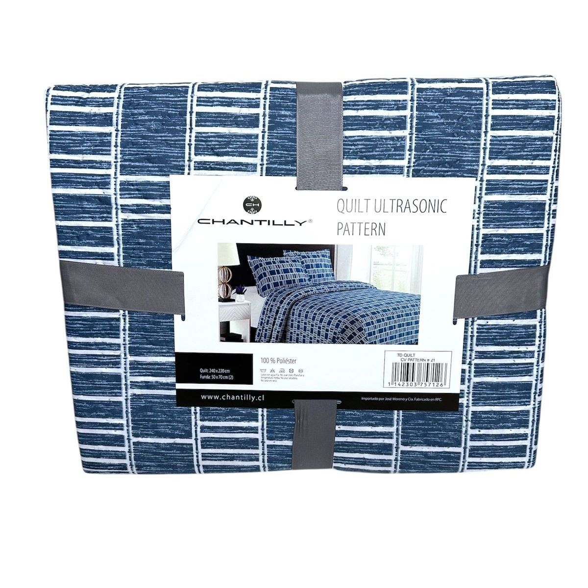 CHANTILLY - Cubrecama Quilt Básico Estampado Ultrasónico 1.5 plaza