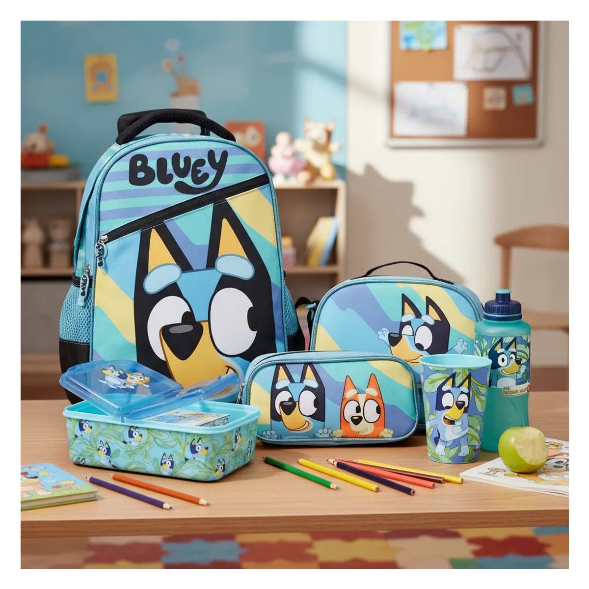 BLUEY - Set Mochila Escolar con ruedas Bluey + Accesorios 3