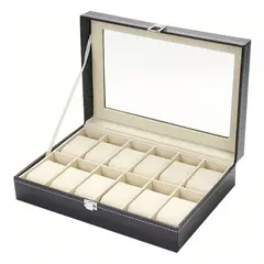 GENERICO - Caja Organizador De Relojes Estuche Exhibidor De Reloj 12 Piezas