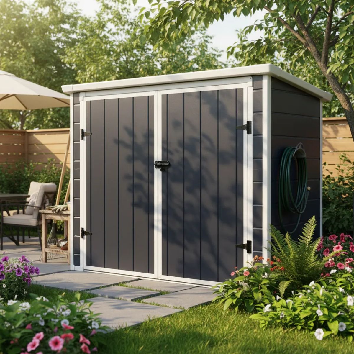QRUBBER - Bodega jardín 1,79 m² 199x90x149cm dos puertas QRubber