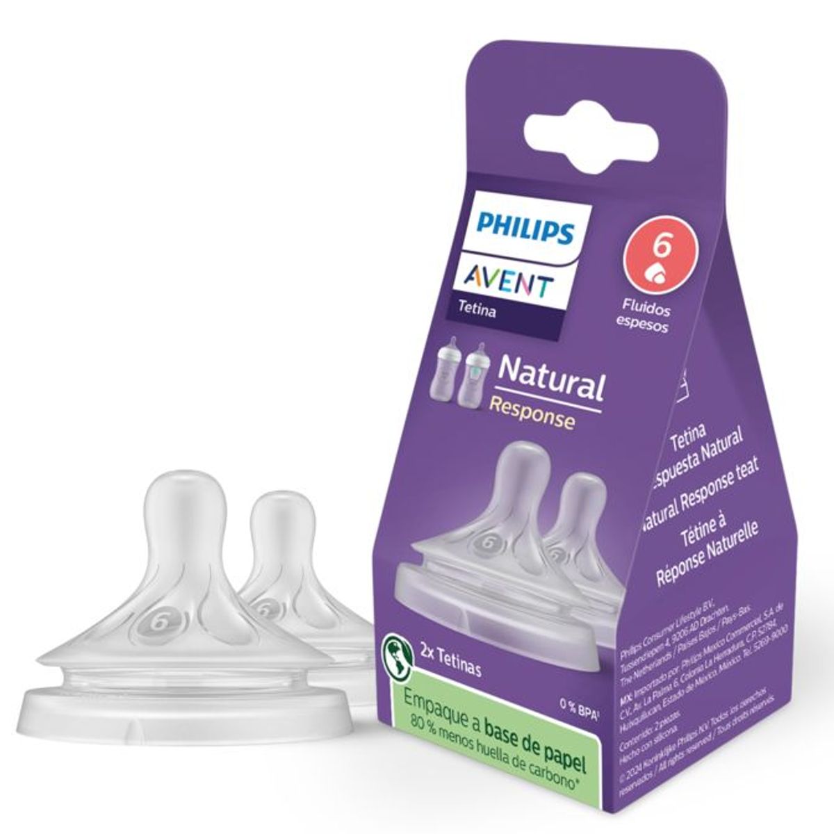 AVENT - Tetinas Natural Response  Avent  6m+ Flujo 6  Repuesto fluido espeso