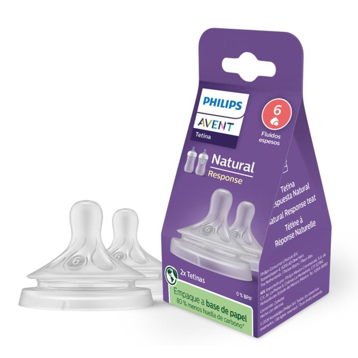 AVENT - Tetinas Natural Response  Avent  6m+ Flujo 6  Repuesto fluido espeso
