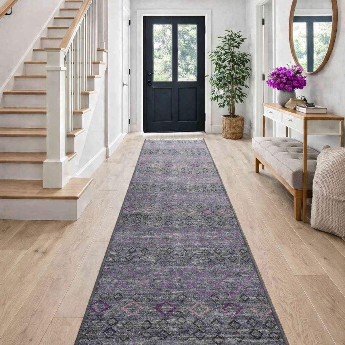 MROTTO - Alfombra Pasillo Gris 70 cm x 5 metros ANTIDESLIZANTE