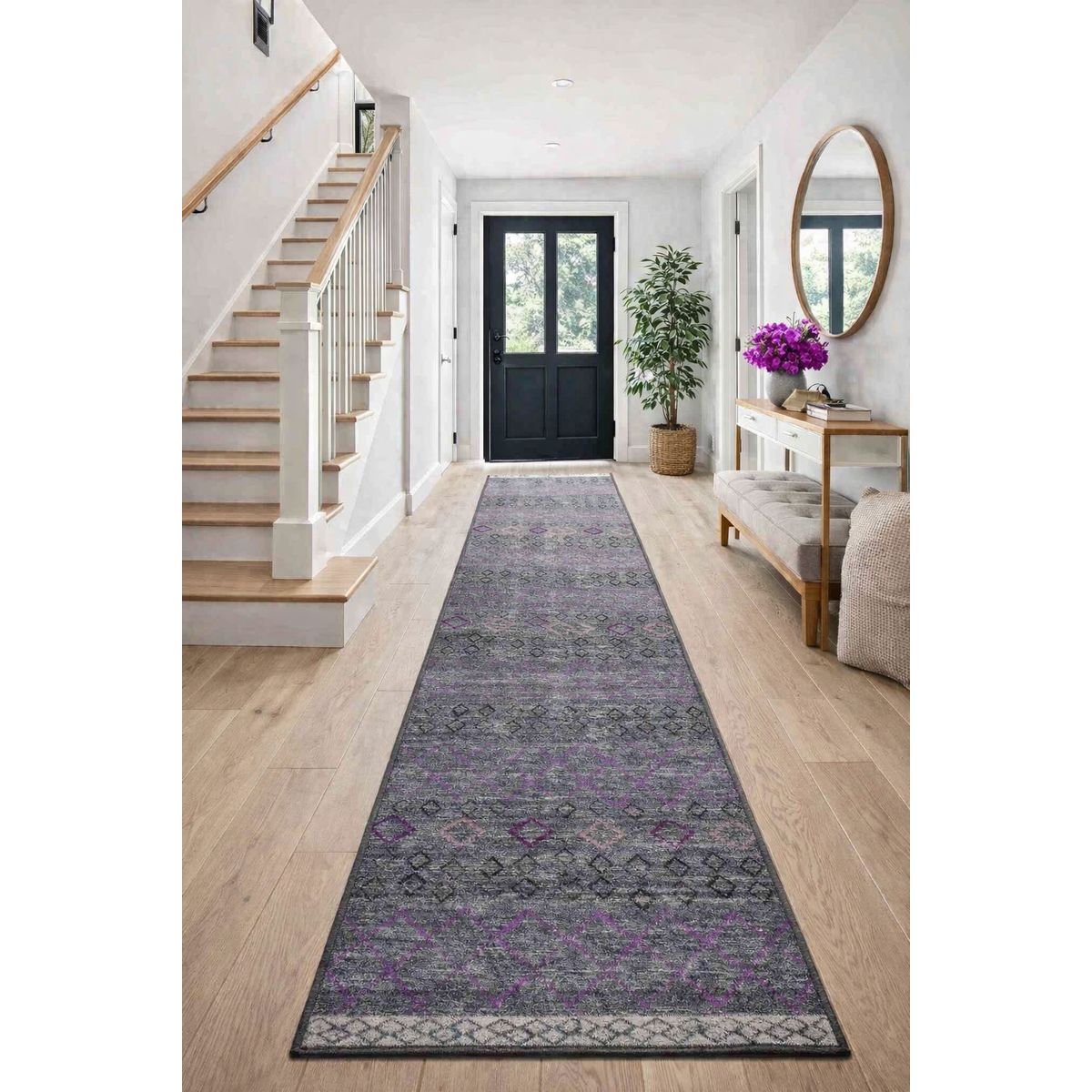 MROTTO - Alfombra Pasillo Gris 70 cm x 5 metros ANTIDESLIZANTE