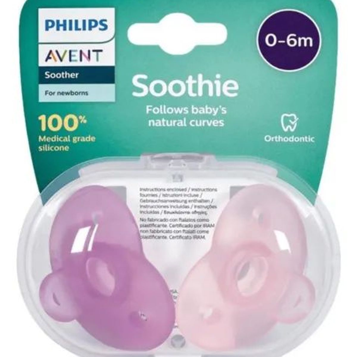 AVENT - Chupete Soothie Rosado Avent  0-6 M