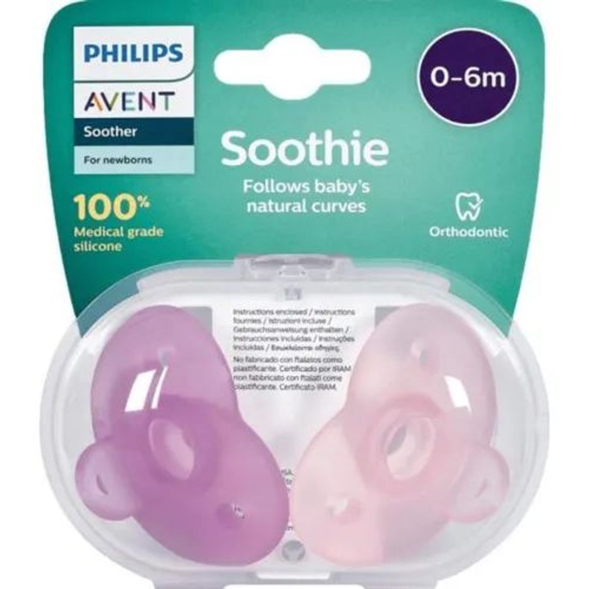 AVENT - Chupete Soothie Rosado Avent  0-6 M