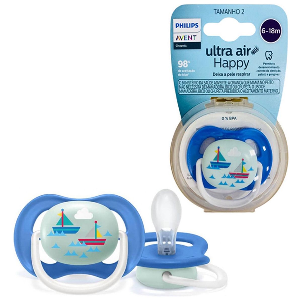 AVENT - Chupete Velero Ultra Air Happy 6 -18 M Avent