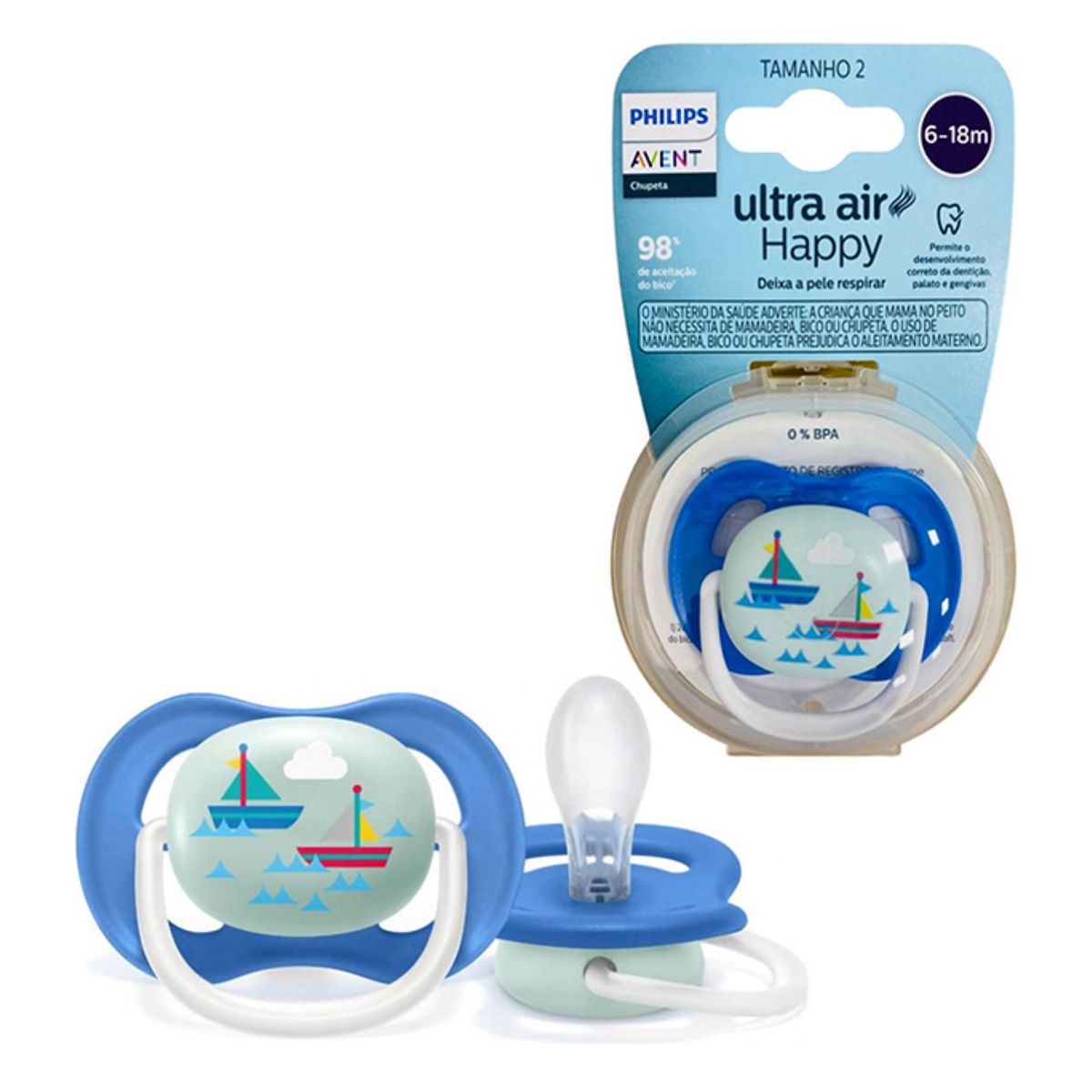 AVENT - Chupete Velero Ultra Air Happy 6 -18 M Avent