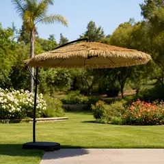 SPAZZIO - QUITASOL NEW BANANA CUBIERTA RAFIA 3M CON BASE