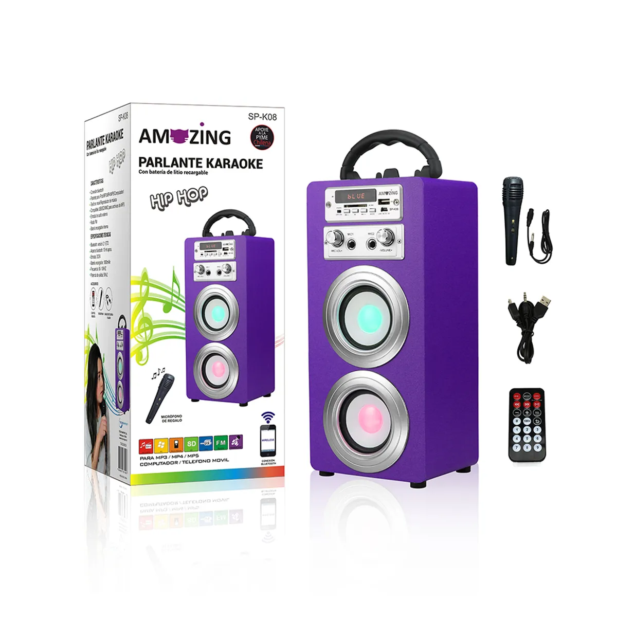 AMAZING - Parlante Bluetooth Amazing Karaoke Inalámbrico Hip-hop