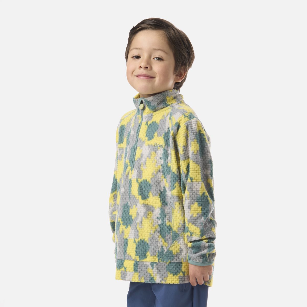 LIPPI - Polerón Niño Saltamontes Nano-F 1/4 Zip Print Turquesa Lippi