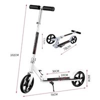Scooter Monopatin Plegable Metalico 2 Ruedas, Blanco