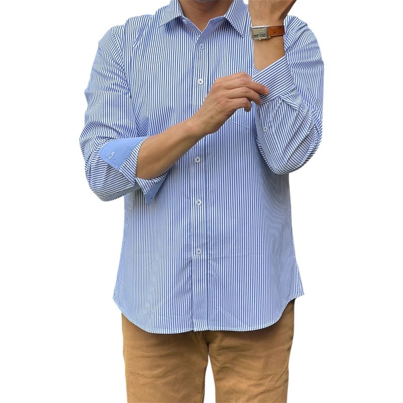 CORRALERO SASTRERIA - Camisa Roja Casual Rayada Slim Fit- Modern Design