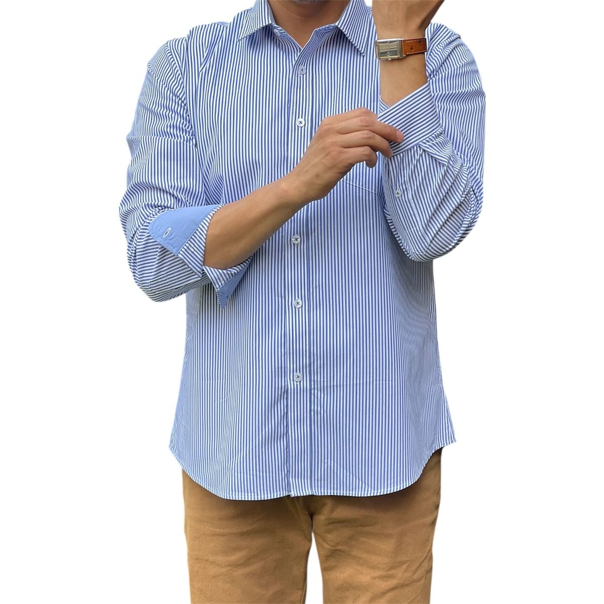 CORRALERO SASTRERIA - Camisa Roja Casual Rayada Slim Fit- Modern Design