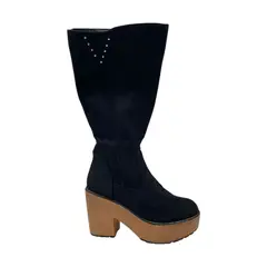 HERIEL - Bota Negra Plataforma Mujer