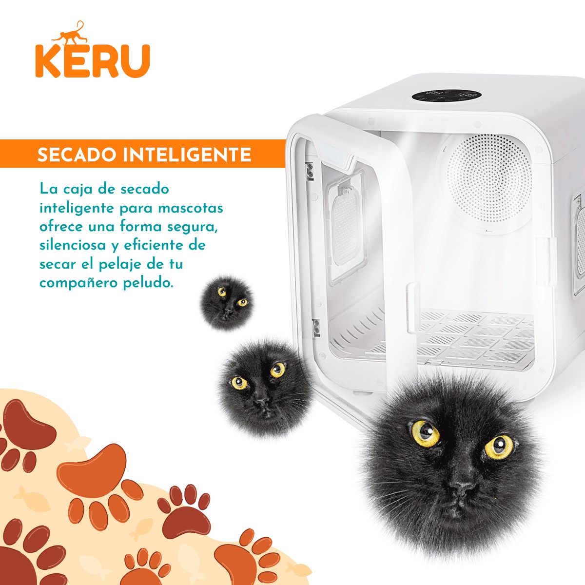 KERU - Caja Secadora Inteligente de Mascotas Silenciosa