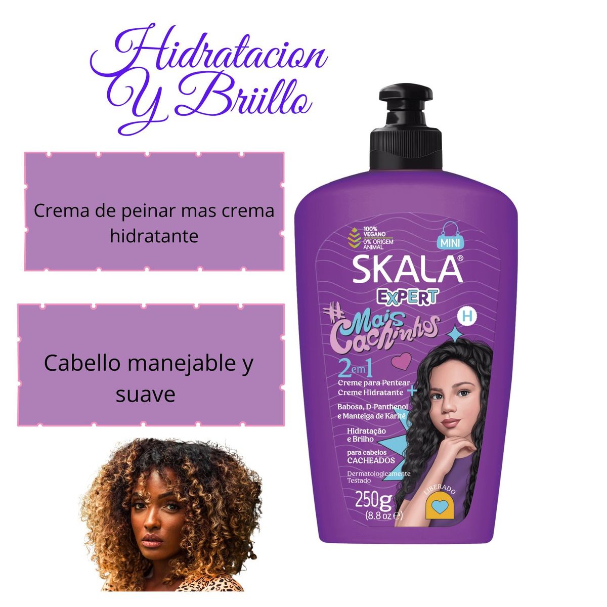 SKALA - Crema De Peinar Skala Mais Cachinhos 2 en 1 250ml Hidratacion Brillo