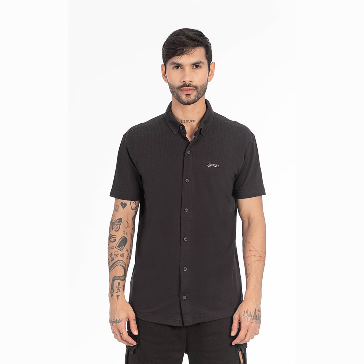 GANGSTER - Camisa Camisa Textura Roos Azul Marino Gangster