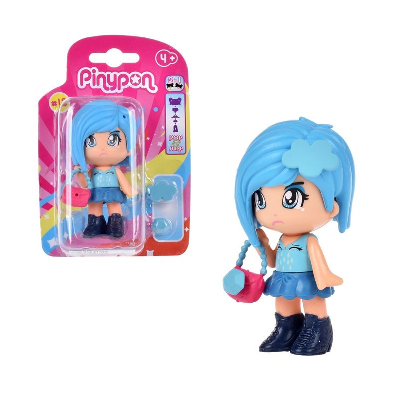 PINYPON - Muñeca Emocional Con Doble Cara Y Acc Pinypon - Cabello Azul