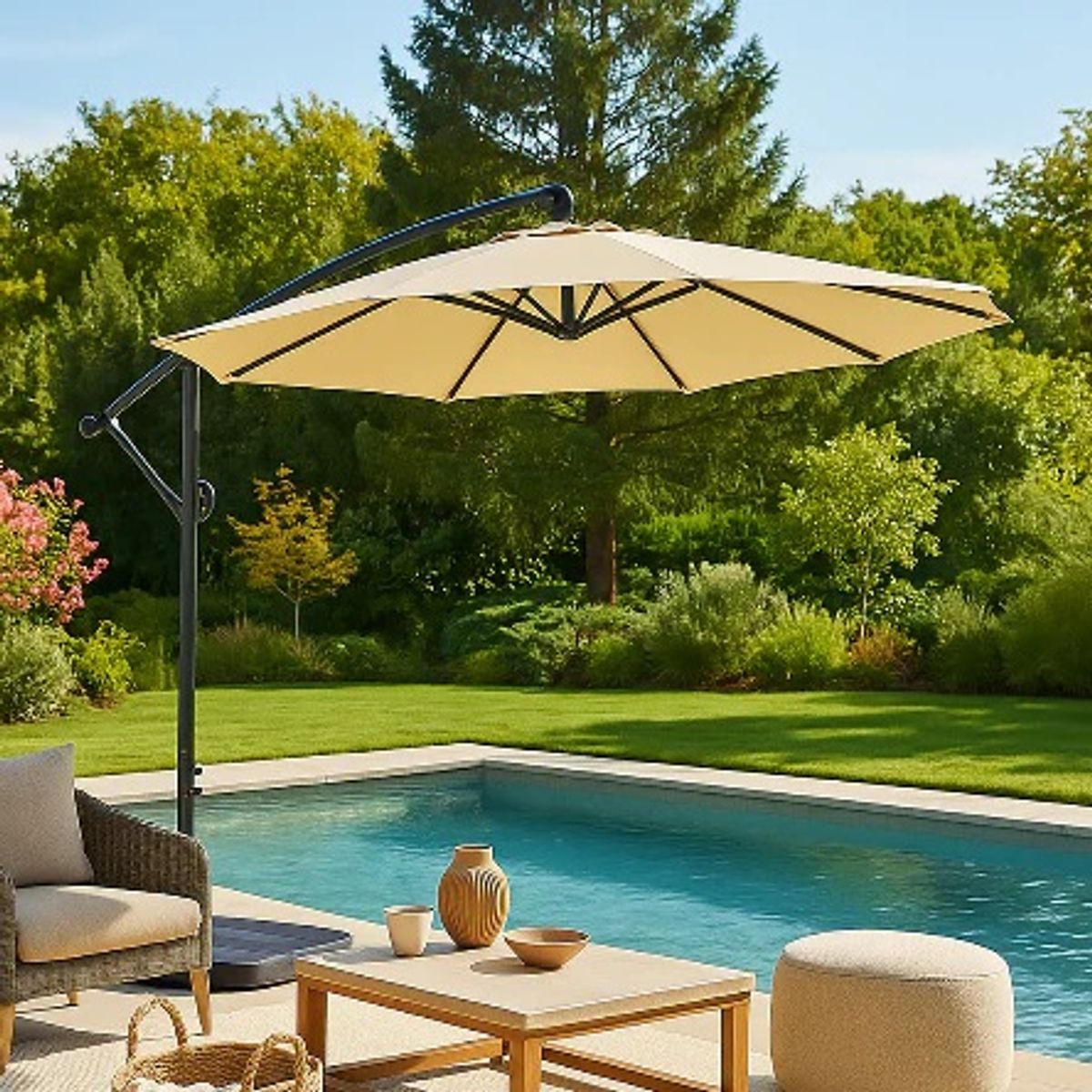 SPAZZIO - QUITASOL NEW BANANA TAUPE 3M CON BASE