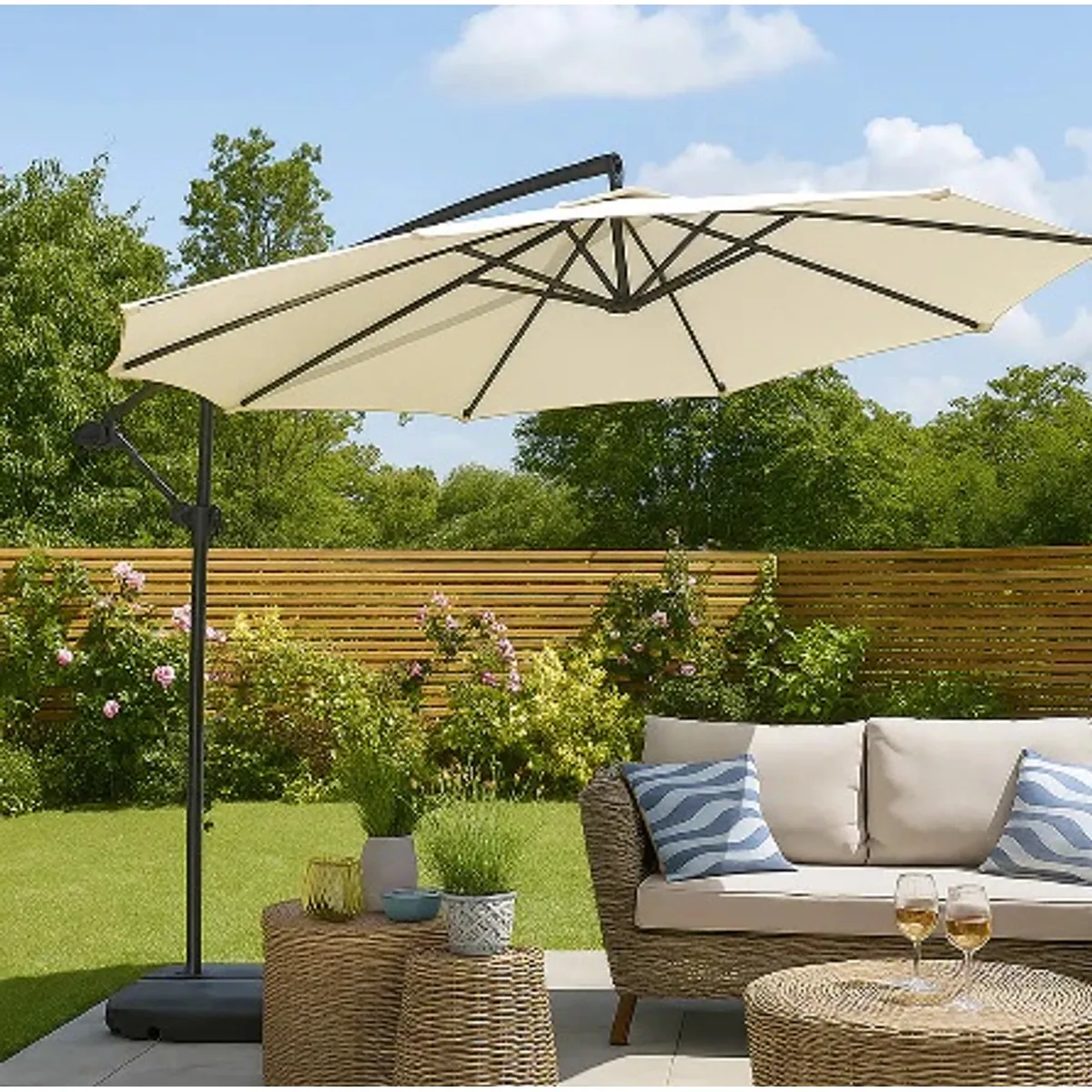 SPAZZIO - QUITASOL NEW BANANA BEIGE 3M CON BASE