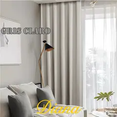 DIANA - CORTINAS 100% BLACKOUT 2 LIENZO ENGOMADA 140X230 C/U COLOR GRIS CLARO