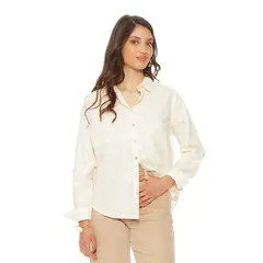WADOS - BLUSA MANGA LARGA LINO BORDADO ABOTONADA EN DELANTERO