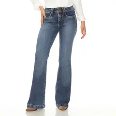 WADOS - JEANS FLARE TIRO ALTO PRETINA MEDIA DOS BOTONES