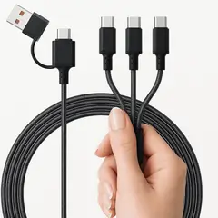 VALSUS - Cable para cargar tres dispositivos electrónicos Negro