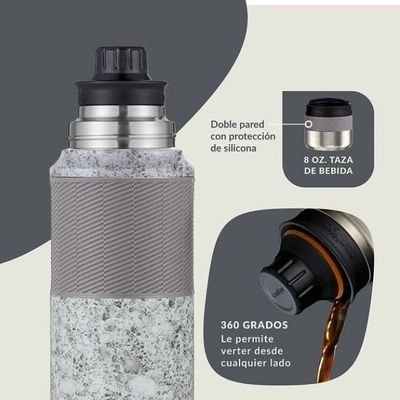 Imagen 2 del producto Termo al vacío de acero inoxidable Thermalock 1,182 ml, plateado, a prueba de fugas
