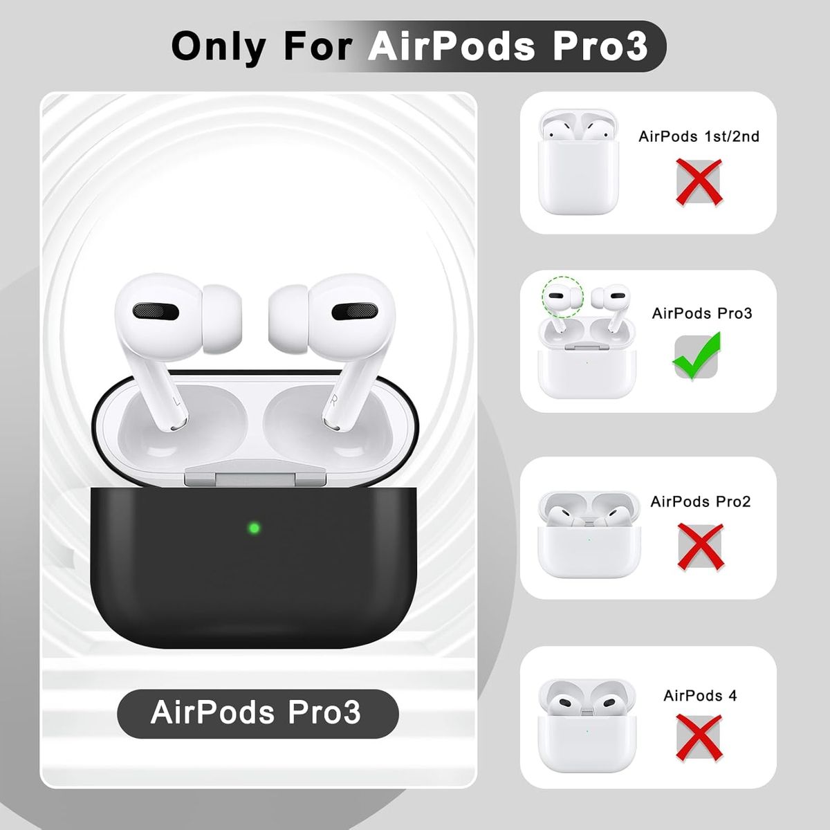 GENERICO - Carcasa Funda Para Airpods Pro 3 (2025) Silicona Lila