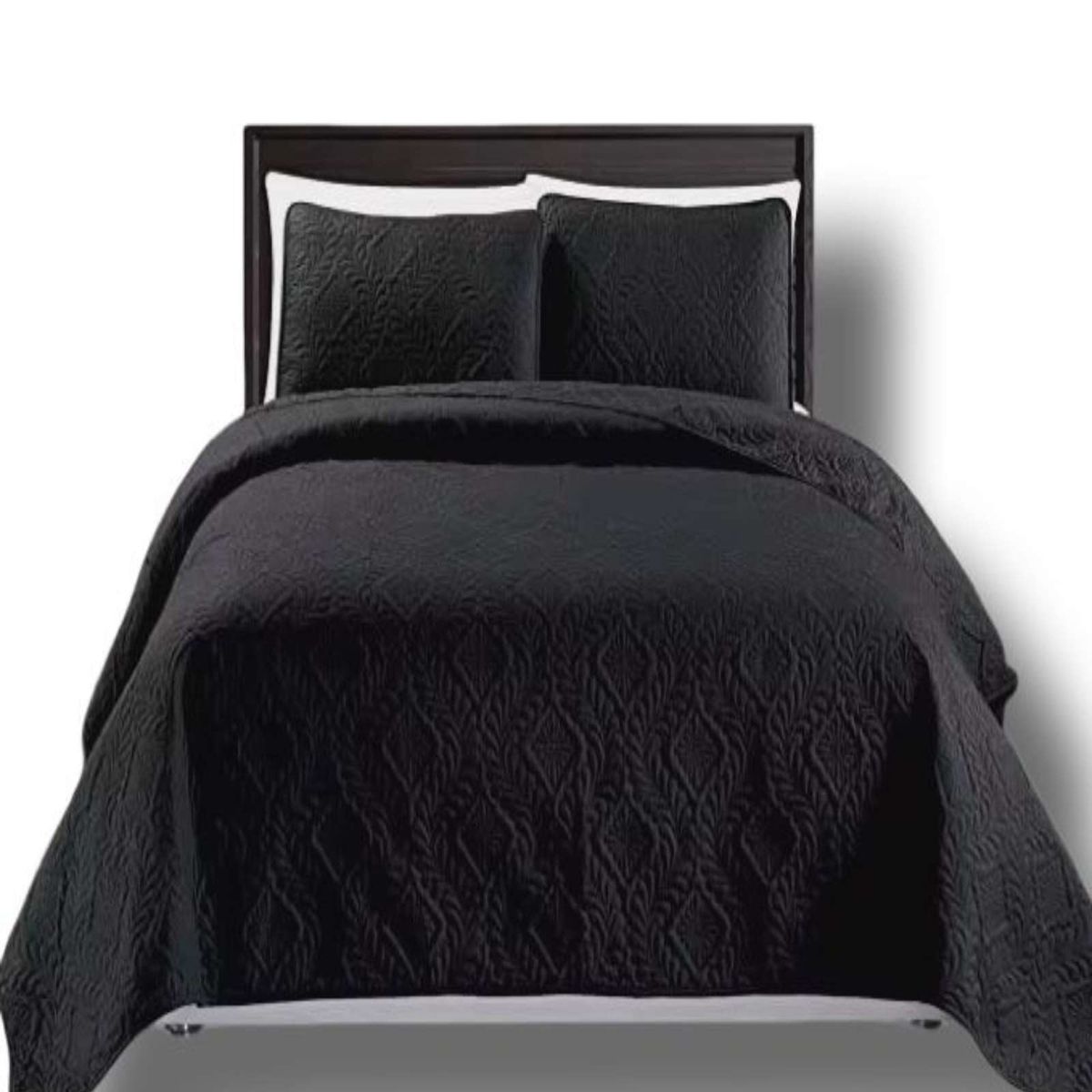 GENERICO - COBERTOR COLCHA DE VERANO QUILT PLAZA Y MEDIA NEGRO