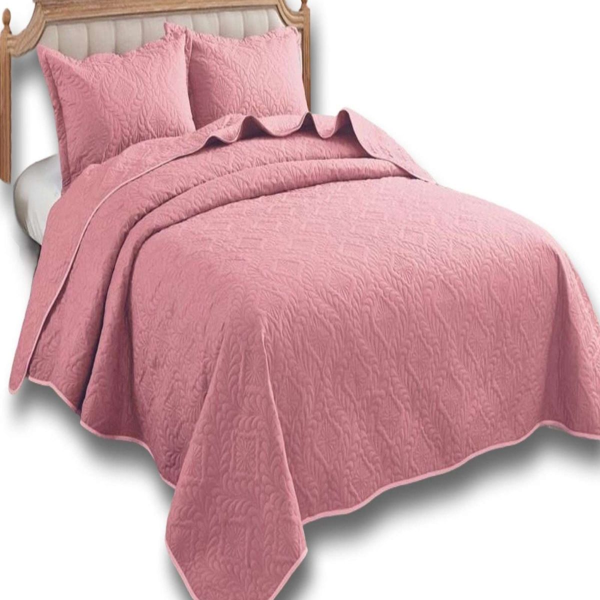 GENERICO - COBERTOR COLCHA DE VERANO QUILT PLAZA Y MEDIA ROSA