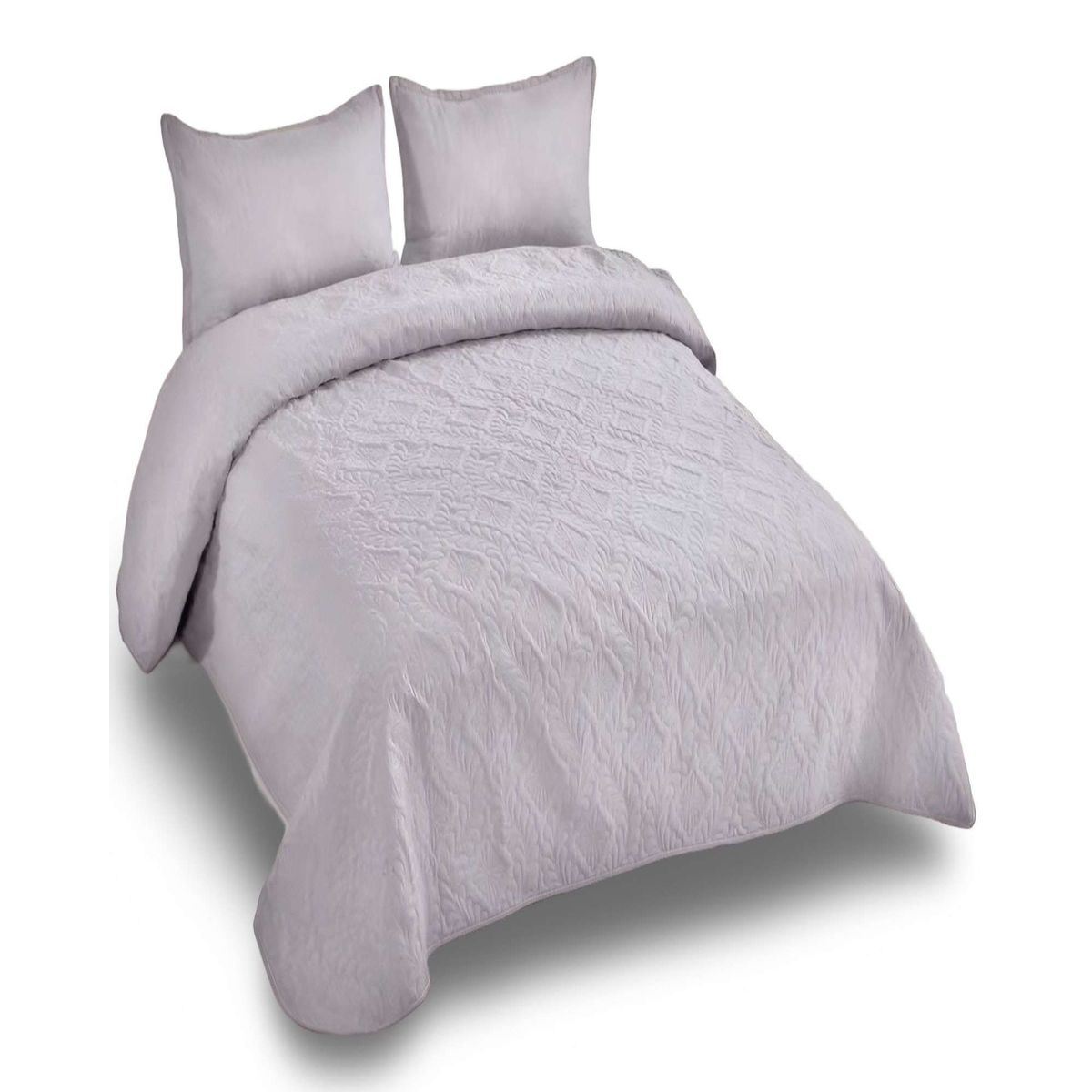 GENERICO - COBERTOR COLCHA DE VERANO QUILT PLAZA Y MEDIA GRIS