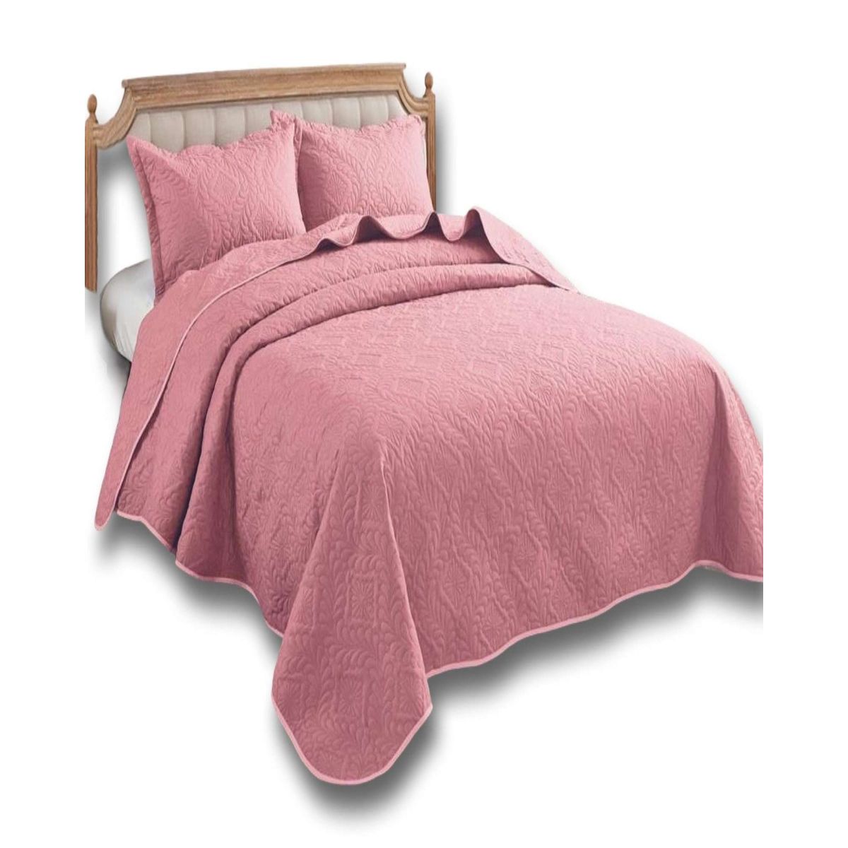 GENERICO - CUBRECAMA ELEGANTE  QUILT VERANO KING - SUPER KING 250 CM X 270 CM ROSA