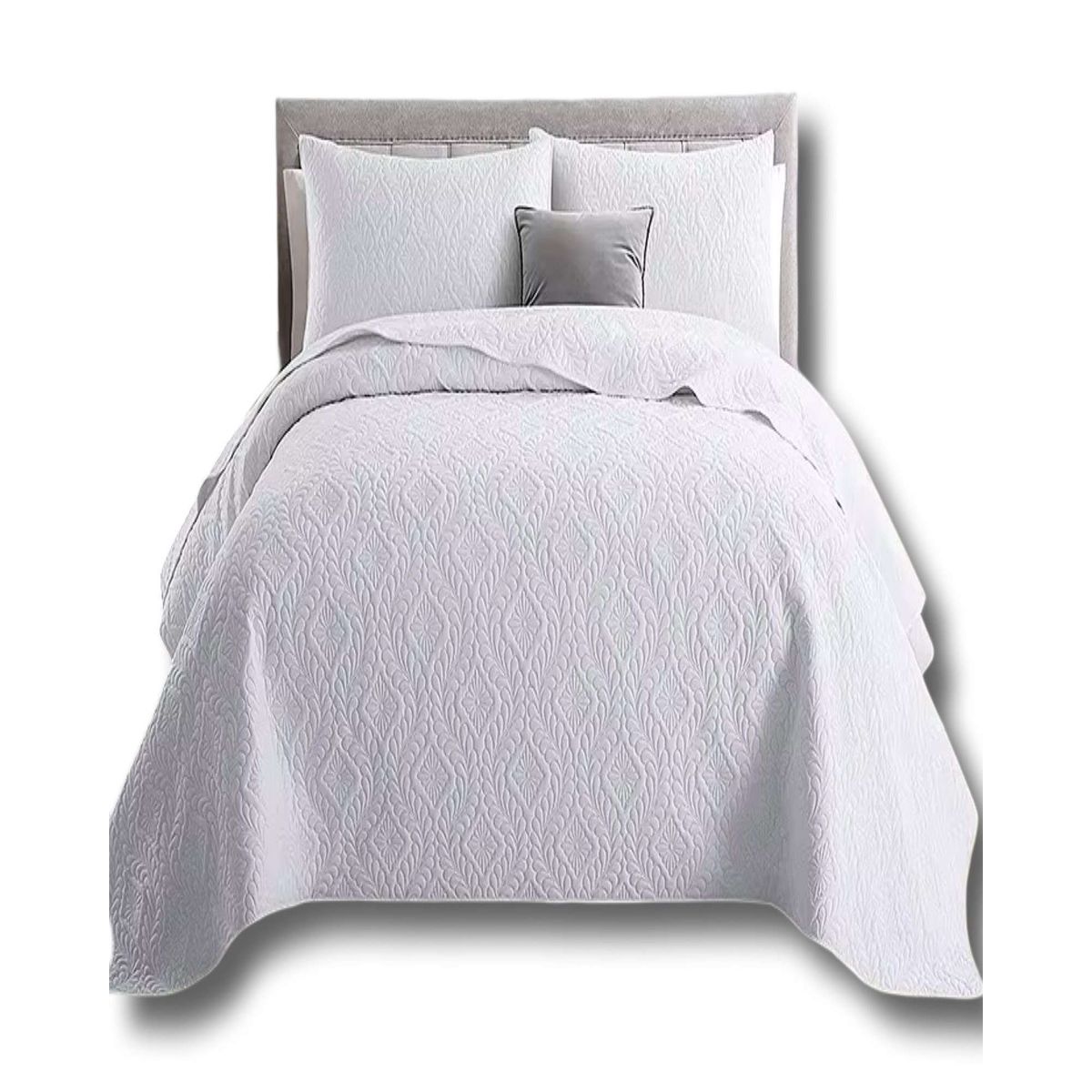 GENERICO - COBERTOR COLCHA DE VERANO QUILT PLAZA Y MEDIA BLANCO