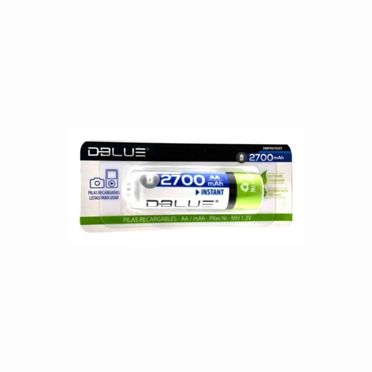 DBLUE - dBlue AA 2700 mAh Recargable DBPR2700T + energía reutilizable y capacidad superior