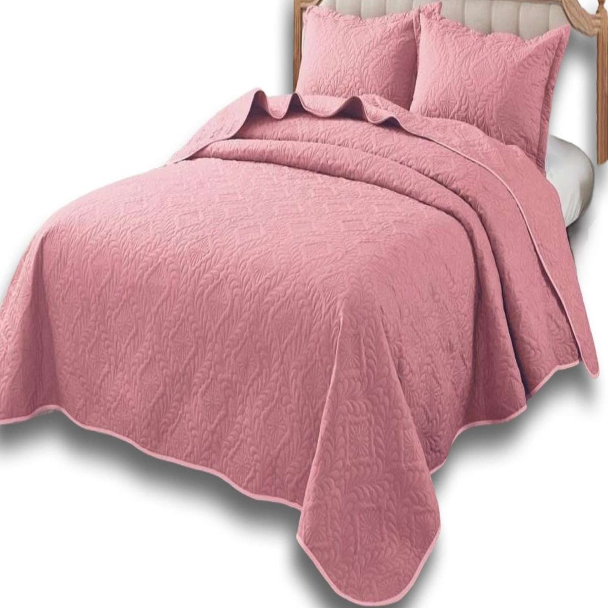 GENERICO - COBERTOR COLCHA DE VERANO QUILT KING - SUPER KING 250 CM X 270 CM ROSA