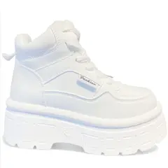 BOTELI - Zapatillas Blancas con Caña para Dama con Plataforma