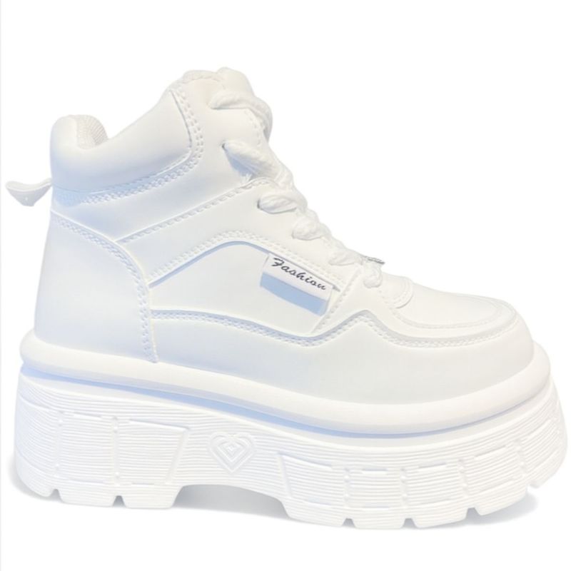 BOTELI - Zapatillas Blancas  con Caña para Dama con Plataforma