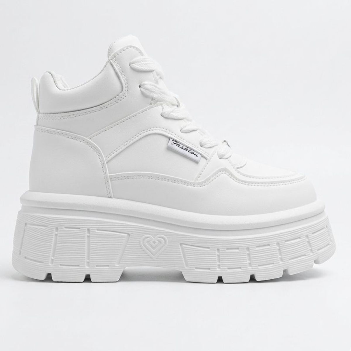 BOTELI - Zapatillas Blancas  con Caña para Dama con Plataforma