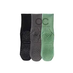 GENERICO - CALCETINES ANTIDESLIZANTES ALGODON YOGA PILATES SET 3 PARES