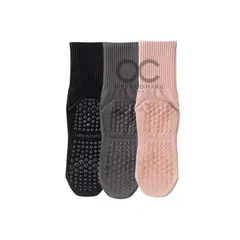 GENERICO - CALCETINES ANTIDESLIZANTES ALGODON YOGA PILATES SET 3 PARES