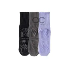 GENERICO - CALCETINES ANTIDESLIZANTES ALGODON YOGA PILATES SET 3 PARES