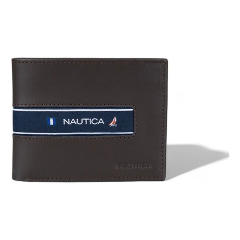 GENERICO - Billetera Nautica de cuero con RFID marrón oscuro