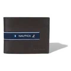 GENERICO - Billetera Nautica de cuero con RFID marrón oscuro
