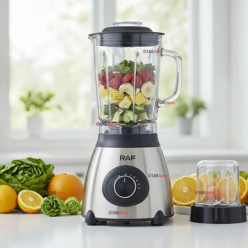 RAF - Licuadora Juguera Multiuso 2 en 1 Picadora y Jarra de Vidrio
