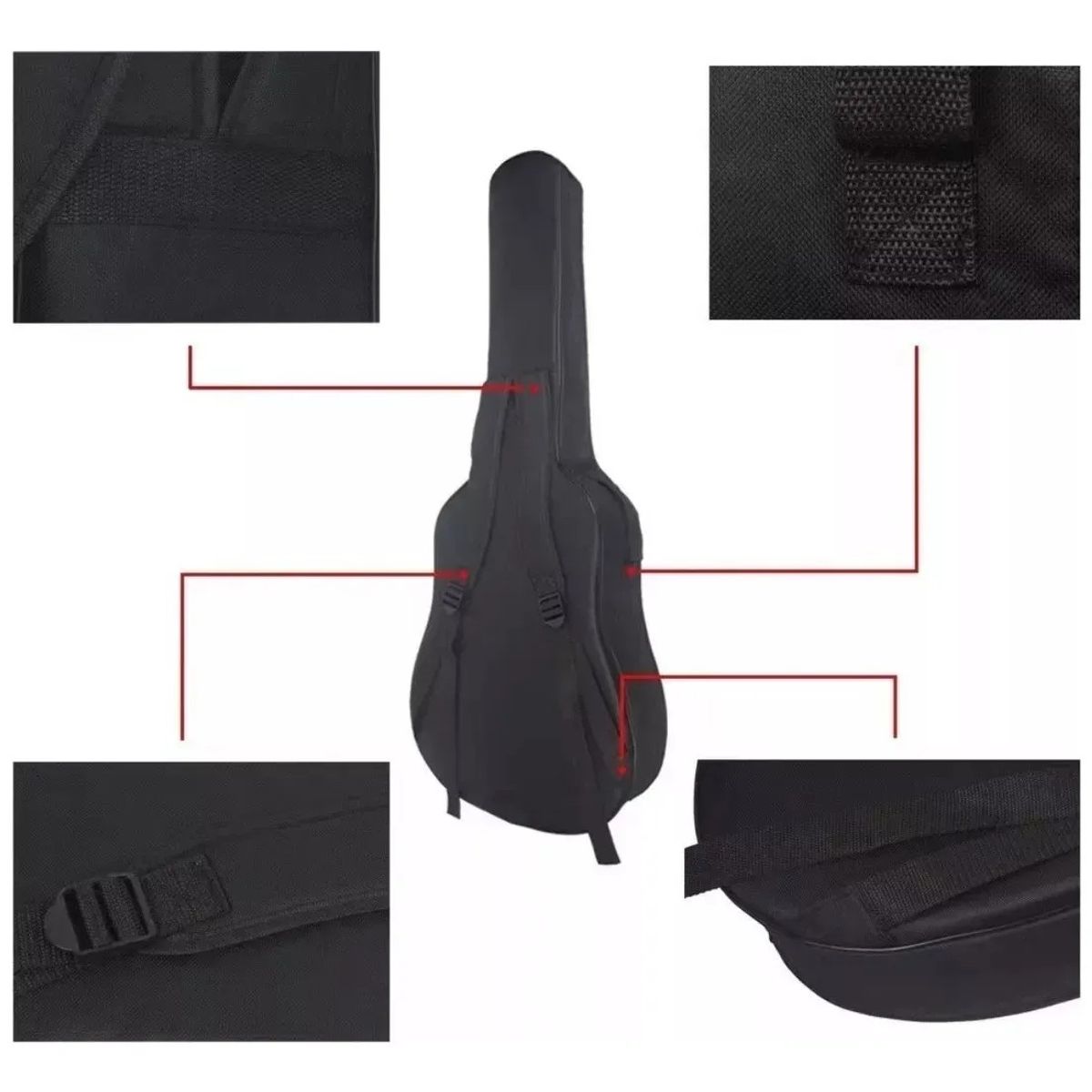 GENERICO - Funda Para Guitarra Acústica 40 Pulgadas Negro